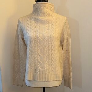 Joie 2-Ply Cashmere Cable Knit Cream Sweater Small NWT